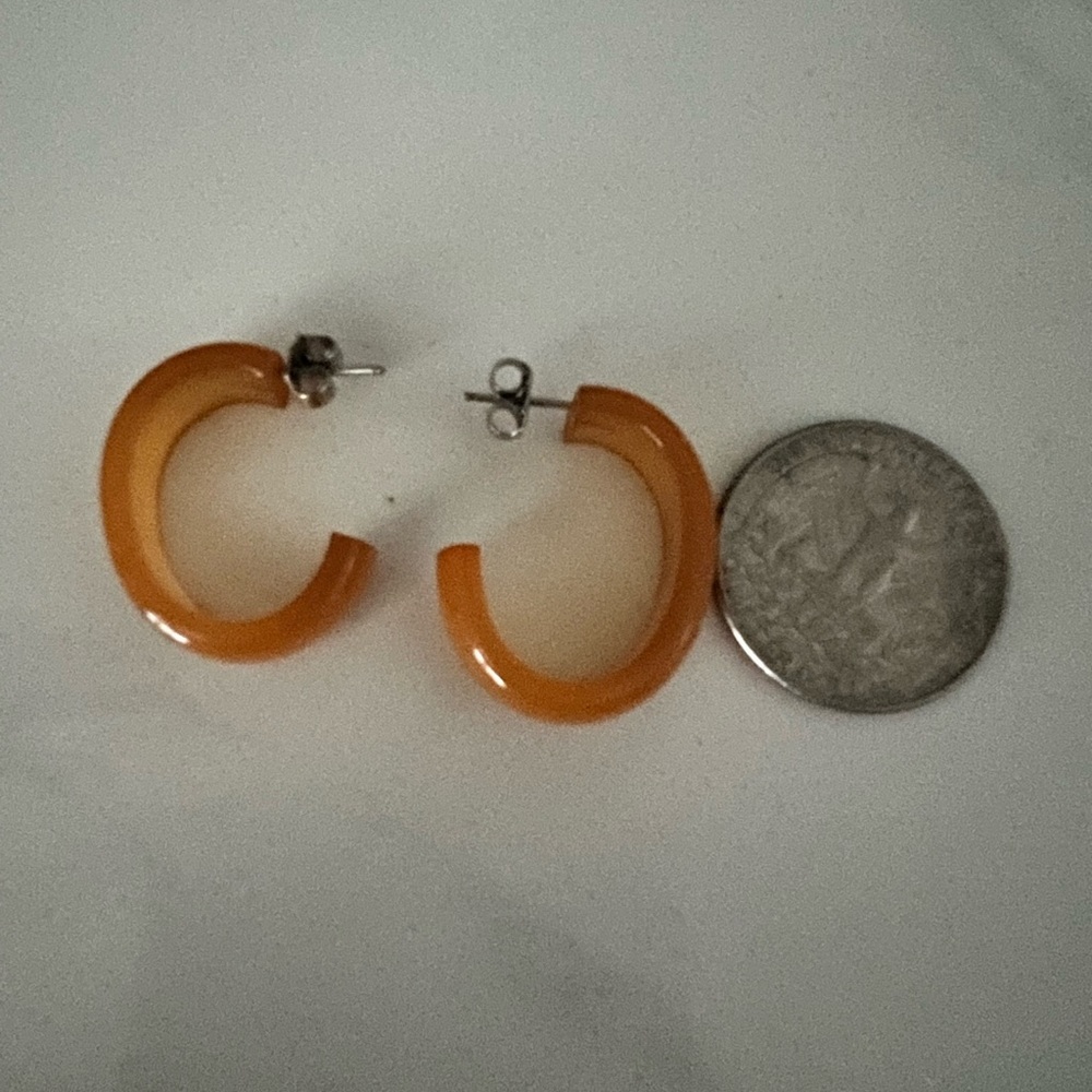 Bakelite Carmel color C shaped earrings